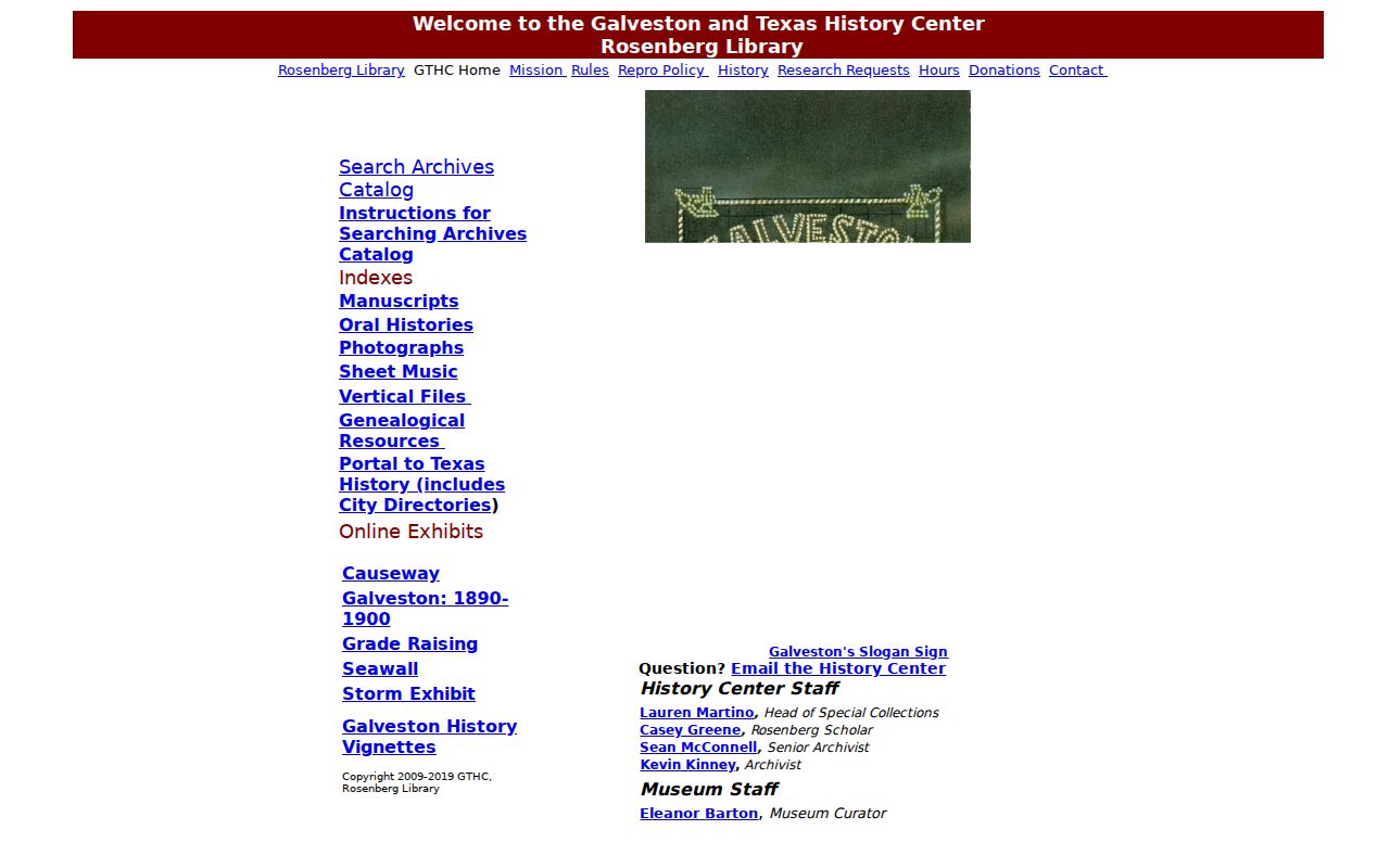 Galveston city directory archive catalog at GTHC