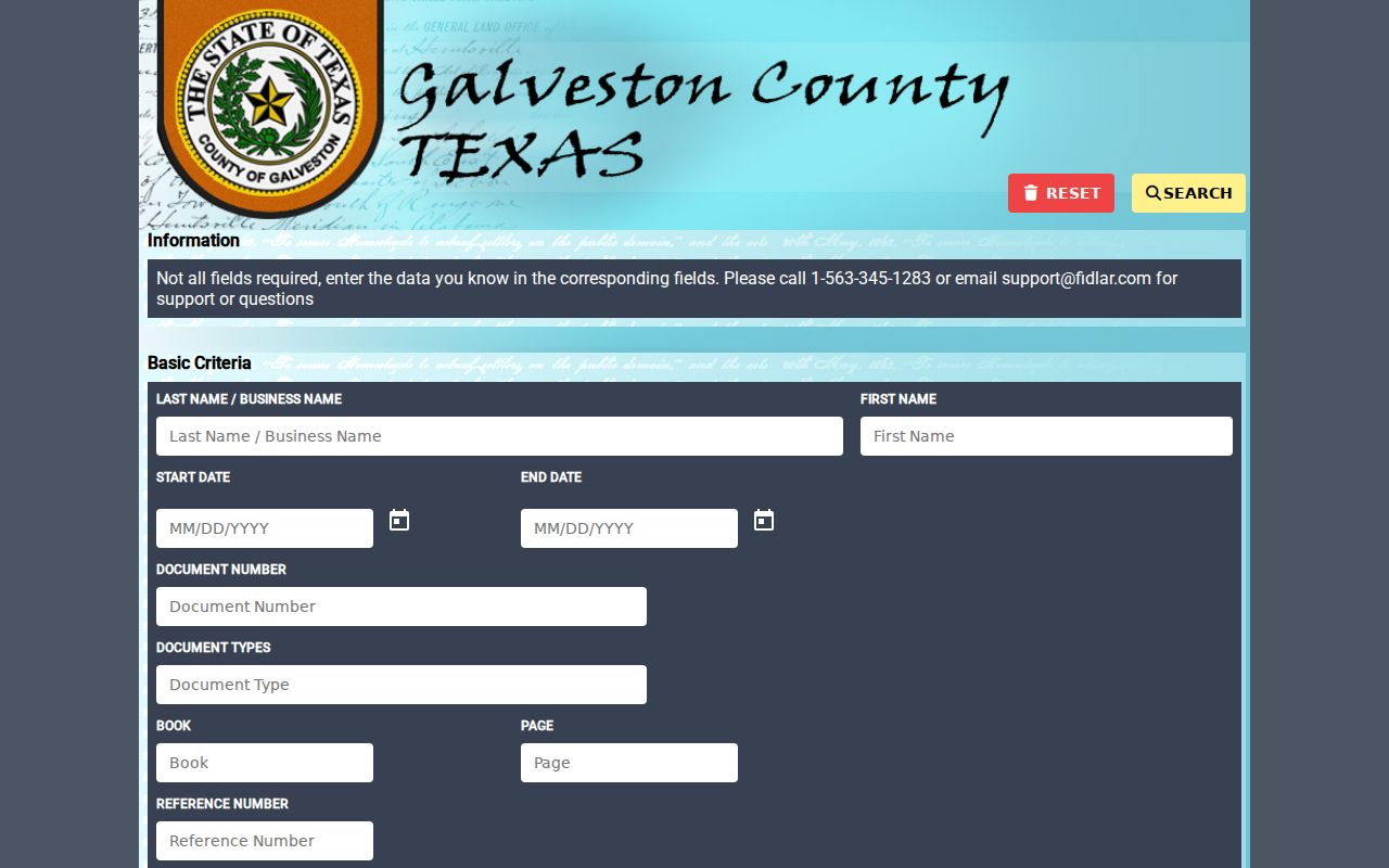 Galveston residents directory County Clerk AVA property search