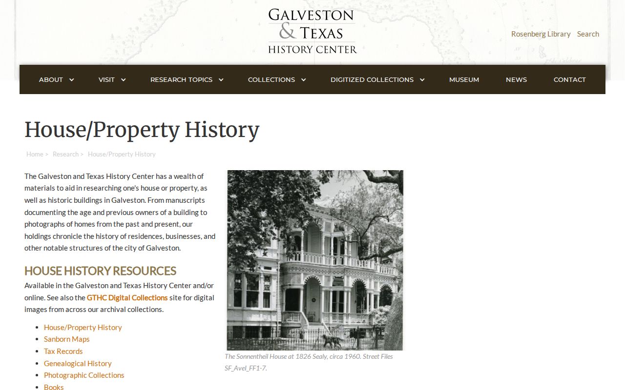 Galveston past residents house and property research guide